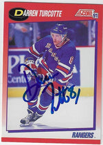 Darren Turcotte Signed 1991-92 Score (Canadian) Hockey Card - New York Rangers