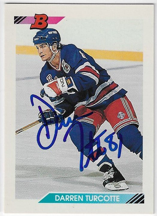 Darren Turcotte Signed 1992-93 Bowman Hockey Card - New York Rangers