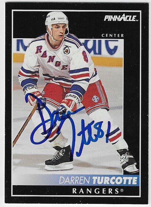 Darren Turcotte Signed 1992 - 93 Pinnacle Hockey Card - New York Rangers - PastPros