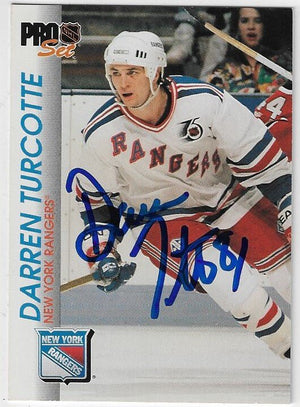 Darren Turcotte Signed 1992-93 Pro Set Hockey Card - New York Rangers