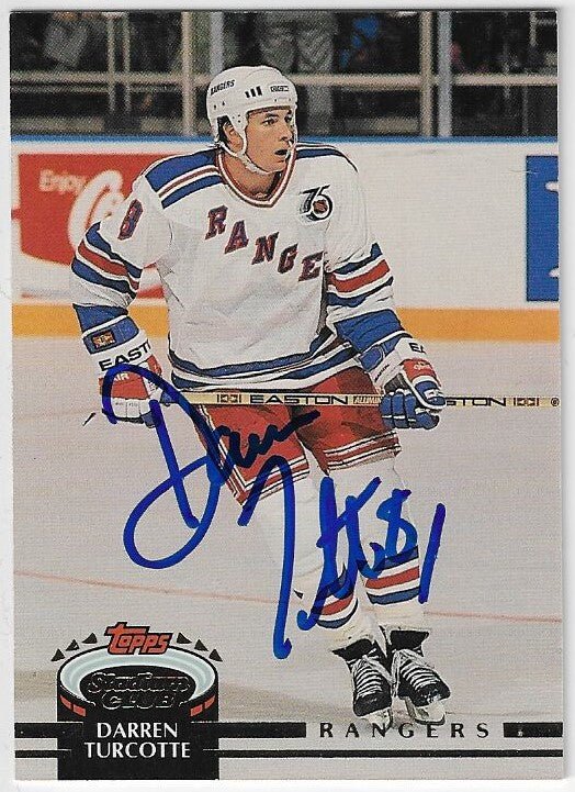 Darren Turcotte Signed 1992-93 Stadium Club Hockey Card - New York Rangers