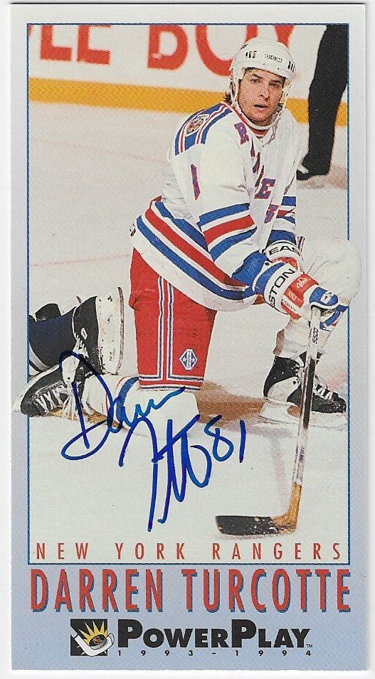 Darren Turcotte Signed 1993 - 94 Fleer PowerPlay Hockey Card - New York Rangers - PastPros