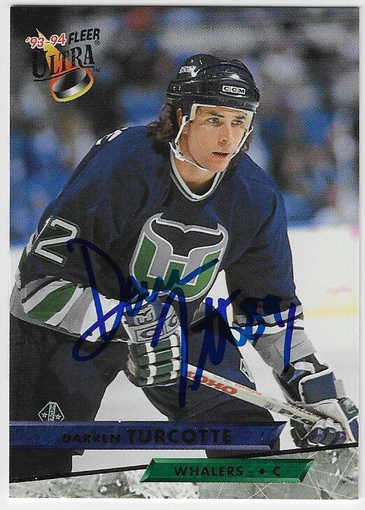 Darren Turcotte Signed 1993-94 Fleer Ultra Hockey Card - Hartford Whalers