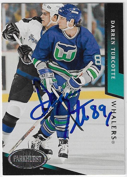Darren Turcotte Signed 1993-94 Parkhurst Hockey Card - Hartford Whalers
