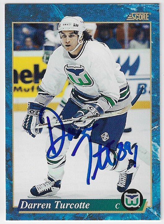 Darren Turcotte Signed 1993-94 Score Hockey Card - Hartford Whalers (American)