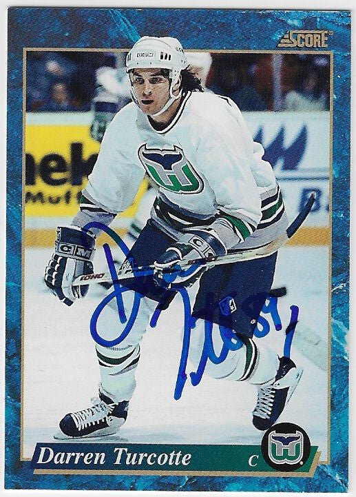 Darren Turcotte Signed 1993-94 Score Hockey Card - Hartford Whalers (Canadian)