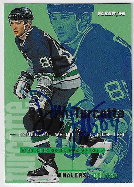 Darren Turcotte Signed 1994-95 Fleer Hockey Card - Hartford Whalers