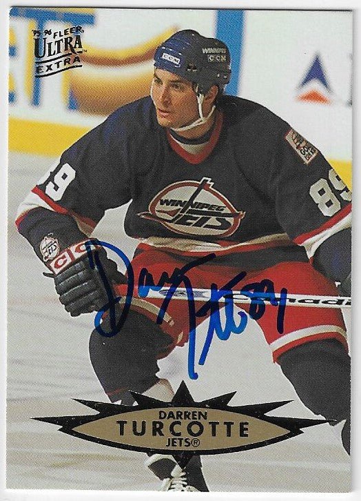 Darren Turcotte Signed 1995-96 Fleer Ultra Hockey Card - Winnipeg Jets