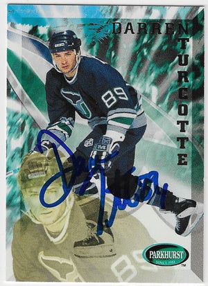 Darren Turcotte Signed 1995-96 Parkhurst International Hockey Card - Hartford Whalers