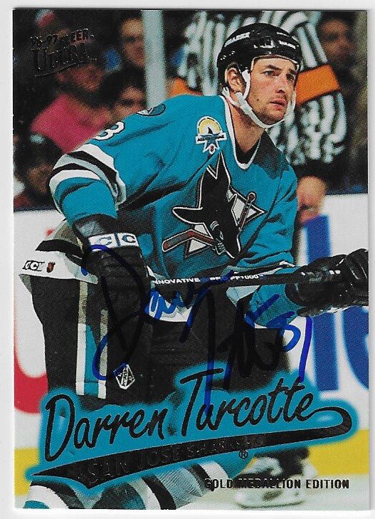 Darren Turcotte Signed 1996-97 Fleer Ultra Gold Medallion Hockey Card - San Jose Sharks