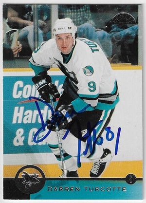 Darren Turcotte Signed 1996-97 Leaf Hockey Card - San Jose Sharks