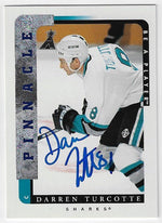 Darren Turcotte Signed 1996-97 Pinnacle Be A Player Hockey Card - San Jose Sharks