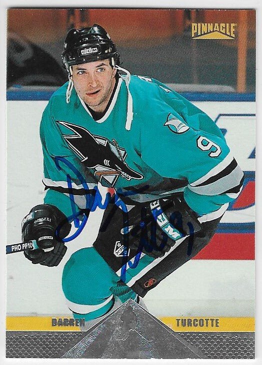 Darren Turcotte Signed 1996-97 Pinnacle Premium Stock Hockey Card - San Jose Sharks
