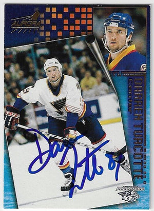 Darren Turcotte Signed 1998-99 Pacific Aurora Hockey Card - Nashville Predators