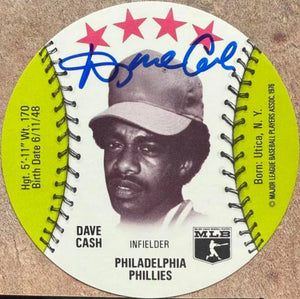 Dave Cash Signed 1976 Isaly's / Sweet William Disc Baseball Card - Philadelphia Phillies