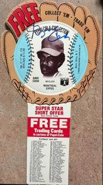 Dave Cash Signed 1977 Pepsi-Cola Collection Glove Discs - Full Gloves Disc Baseball Card - Montreal Expos