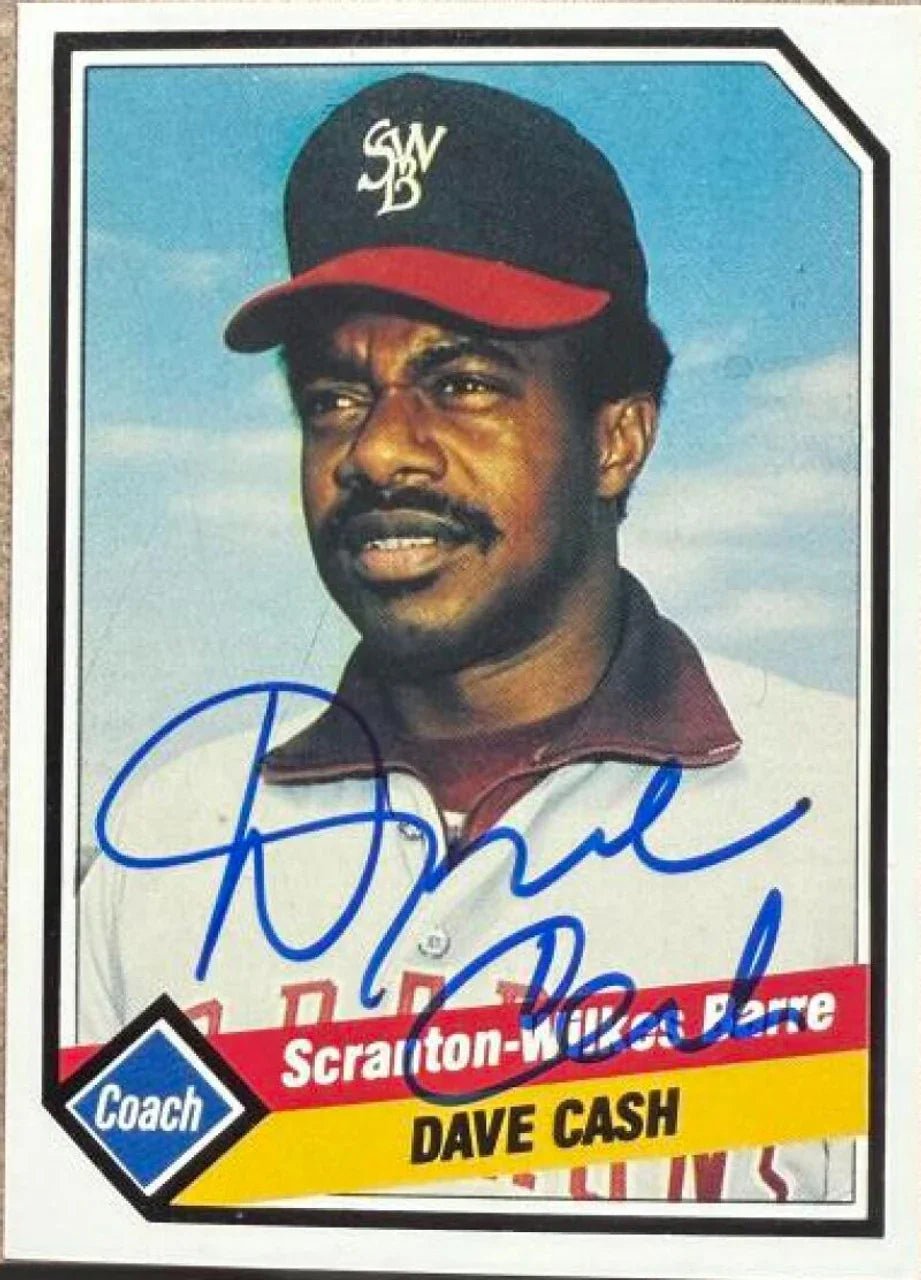 Dave Cash Signed 1989 CMC Baseball Card - Scranton Wilkes-Barre Red Barons