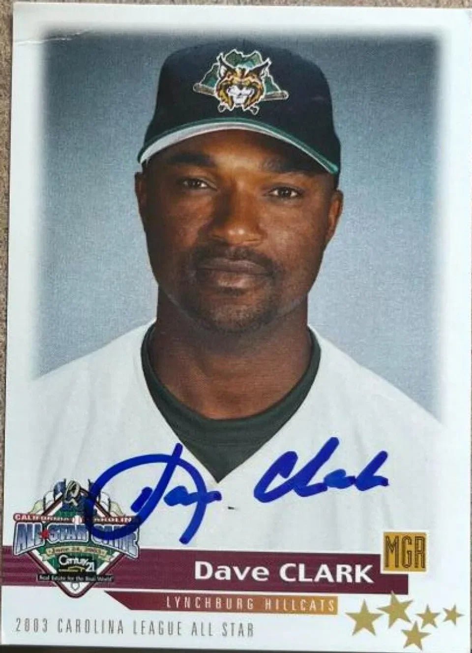 Dave Clark Signed 2003 Grandstand California-Carolina League Baseball Card - Lynchburg Hillcats