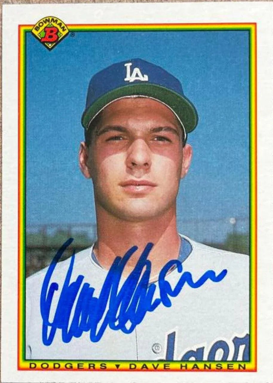 Dave Hansen Signed 1990 Bowman Tiffany Baseball Card - Los Angeles Dodgers