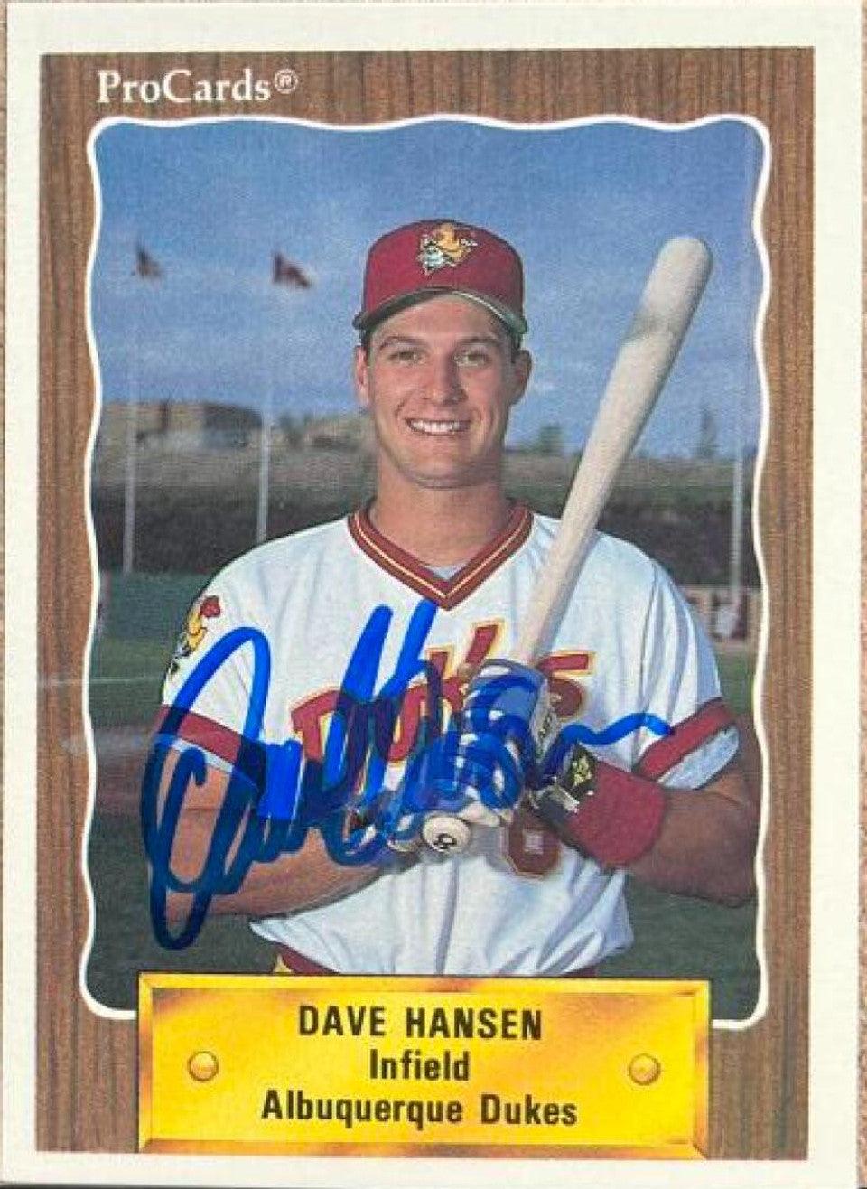 Dave Hansen Signed 1990 Pro Cards Baseball Card - Albuquerque Dukes - PastPros