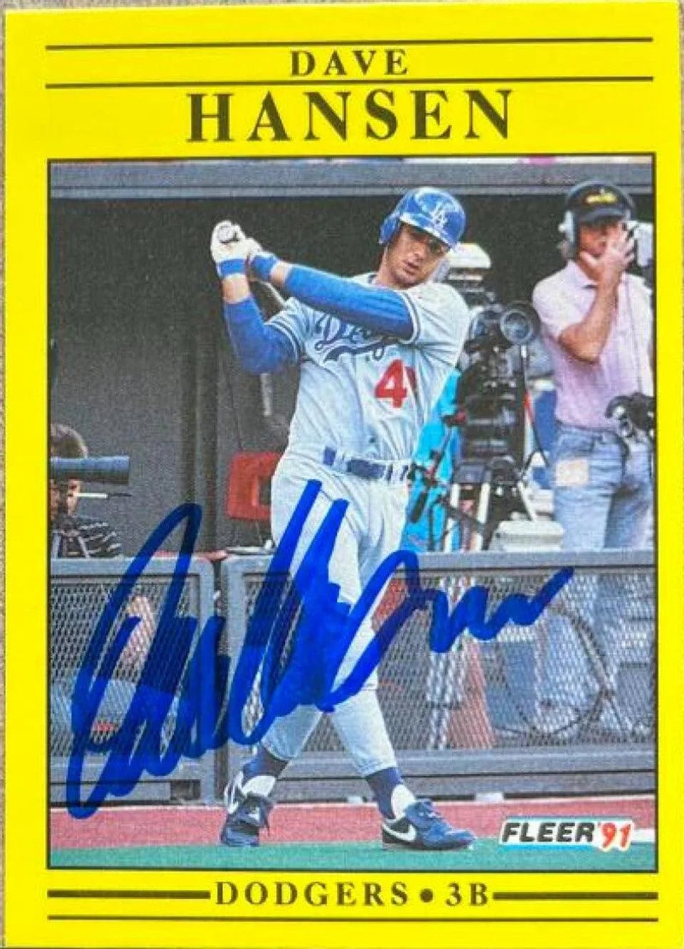Dave Hansen Signed 1991 Fleer Baseball Card - Los Angeles Dodgers