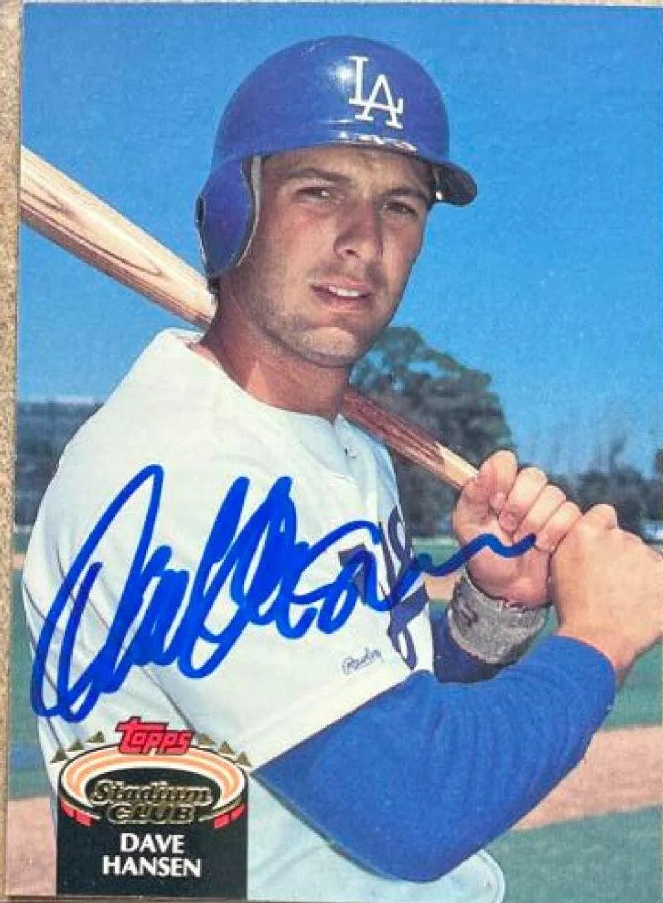 Dave Hansen Signed 1992 Stadium Club Baseball Card - Los Angeles Dodgers