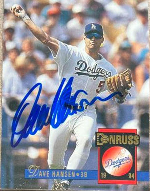 Dave Hansen Signed 1994 Donruss Baseball Card - Los Angeles Dodgers - PastPros