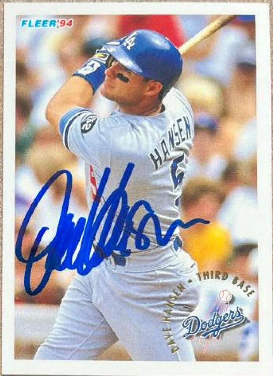 Dave Hansen Signed 1994 Fleer Baseball Card - Los Angeles Dodgers