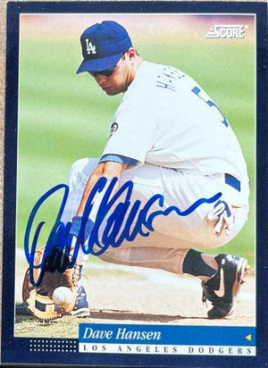 Dave Hansen Signed 1994 Score Baseball Card - Los Angeles Dodgers - PastPros