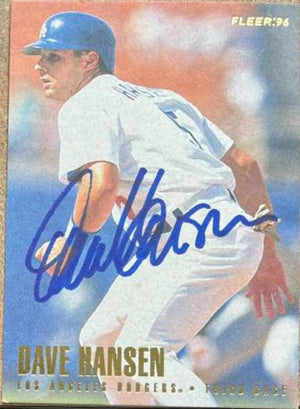 Dave Hansen Signed 1996 Fleer Baseball Card - Los Angeles Dodgers
