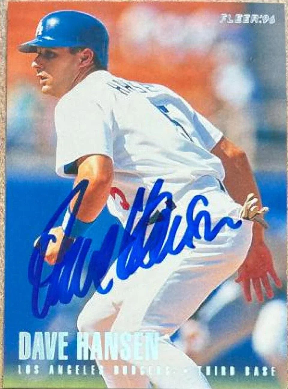 Dave Hansen Signed 1996 Fleer Tiffany Baseball Card - Los Angeles Dodgers
