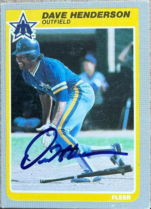Dave Henderson Signed 1985 Fleer Baseball Card - Seattle Mariners - PastPros