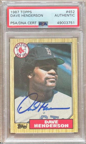 Dave Henderson Signed 1987 Topps Baseball Card - Boston Red Sox PSA/DNA - PastPros