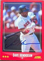 Dave Henderson Signed 1988 Score Baseball Card - Boston Red Sox - PastPros