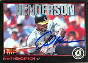 Dave Henderson Signed 1993 Triple Play Baseball Card - Oakland A's - PastPros