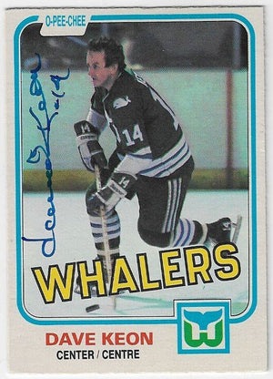 Dave Keon Signed 1981-82 O-Pee-Chee Hockey Card - Hartford Whalers