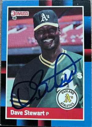 Dave Stewart Signed 1988 Donruss Baseball Card - Oakland A's - PastPros
