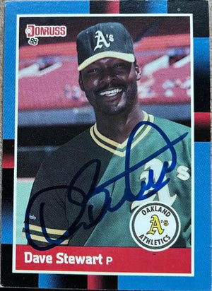 Dave Stewart Signed 1988 Donruss Baseball Card - Oakland A's