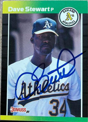 Dave Stewart Signed 1989 Donruss Baseball Card - Oakland A's - PastPros