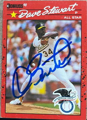 Dave Stewart Signed 1990 Donruss All-Star Baseball Card - Oakland A's - PastPros