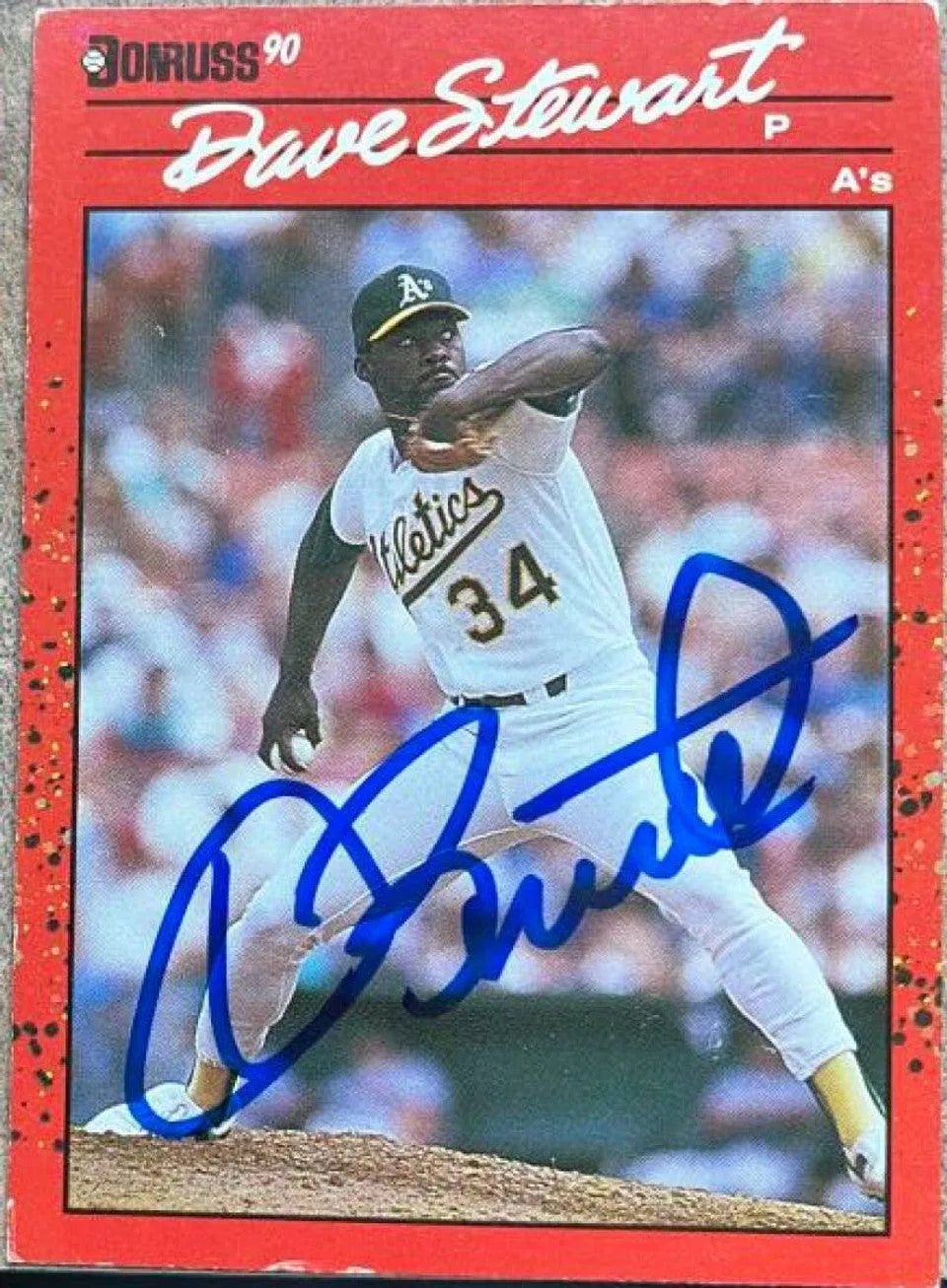 Dave Stewart Signed 1990 Donruss Baseball Card - Oakland A's