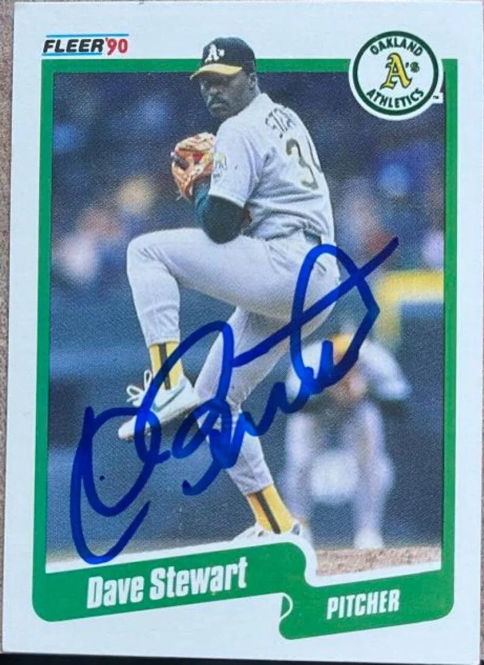 Dave Stewart Signed 1990 Fleer Baseball Card - Oakland A's