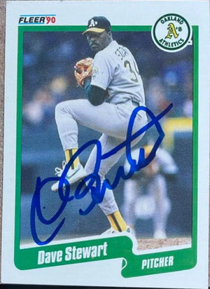 Dave Stewart Signed 1990 Fleer Baseball Card - Oakland A's