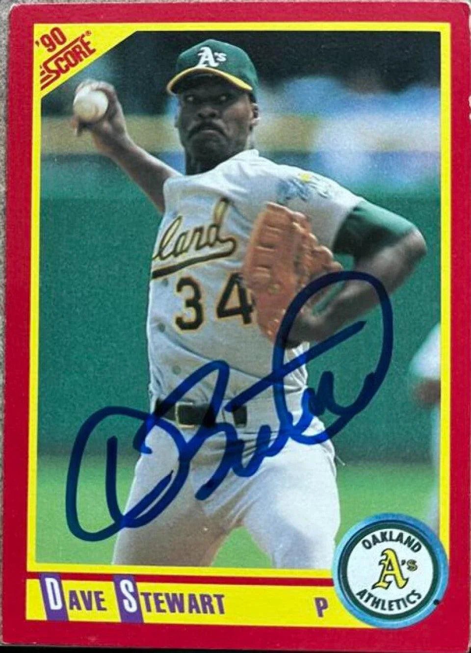 Dave Stewart Signed 1990 Score Baseball Card - Oakland A's