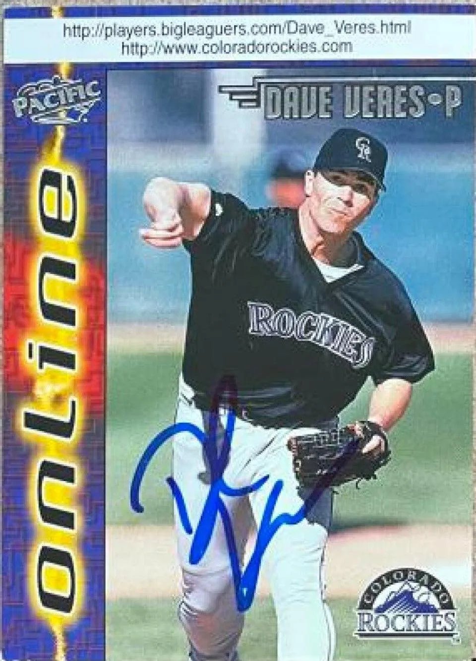 Dave Veres Signed 1998 Pacific Online Baseball Card - Colorado Rockies