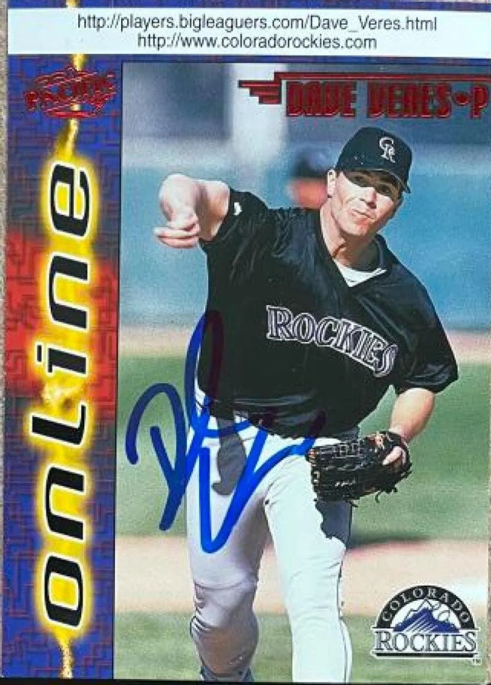 Dave Veres Signed 1998 Pacific Online Red Baseball Card - Colorado Rockies