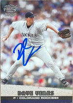 Dave Veres Signed 2000 Pacific Baseball Card - Colorado Rockies