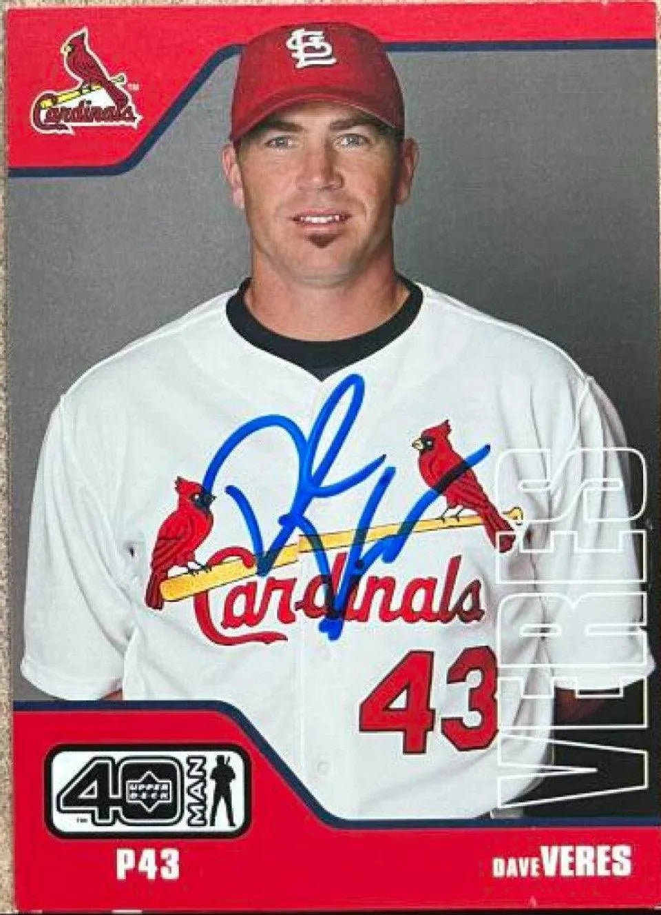 Dave Veres Signed 2002 Upper Deck 40-Man Baseball Card - St Louis Cardinals