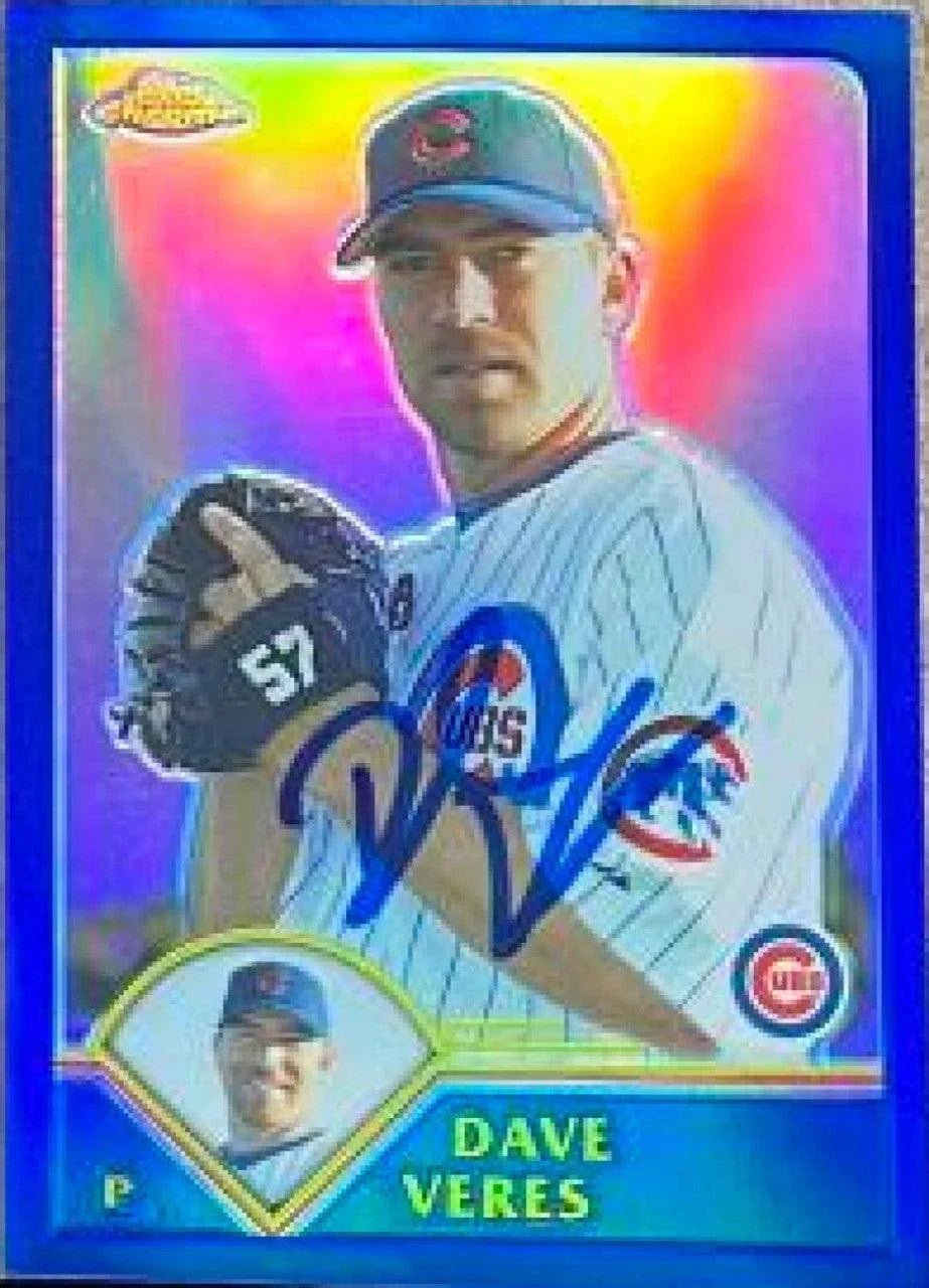 Dave Veres Signed 2003 Topps Chrome Refractors Baseball Card - Chicago Cubs