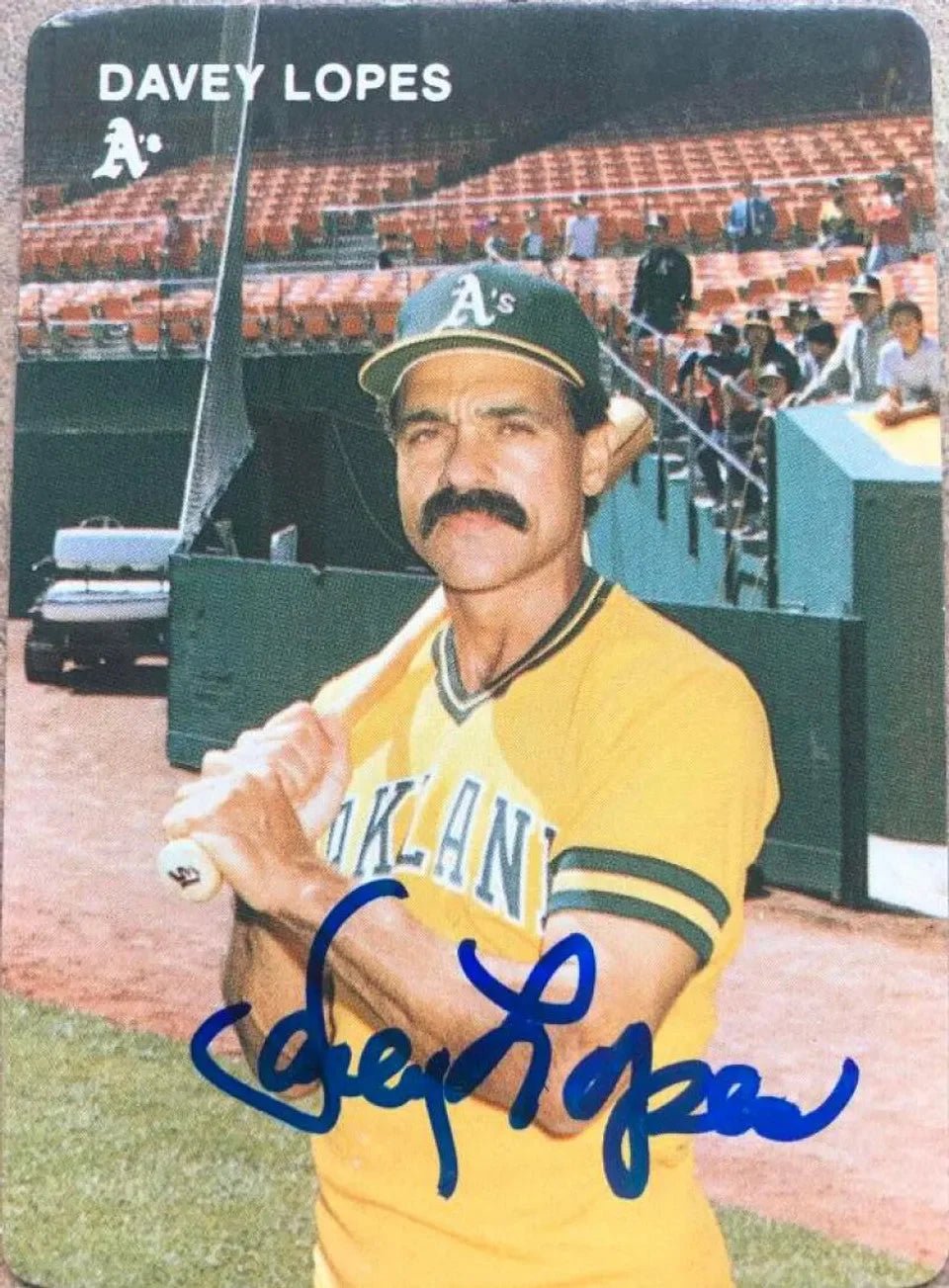 Davey Lopes Signed 1984 Mother's Cookies Baseball Card - Oakland A's